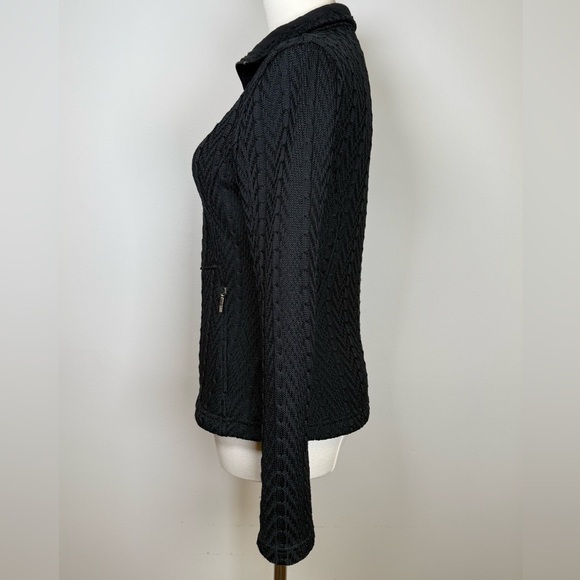 Spyder Black Cable Knit Full Zip Fleece Lined Sweater Jacket Women’s Size XS - Picture 5 of 16